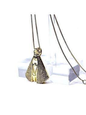 Golden Angel Prayer Pendant Necklace CZ Accents 18 Inch Chain NWT